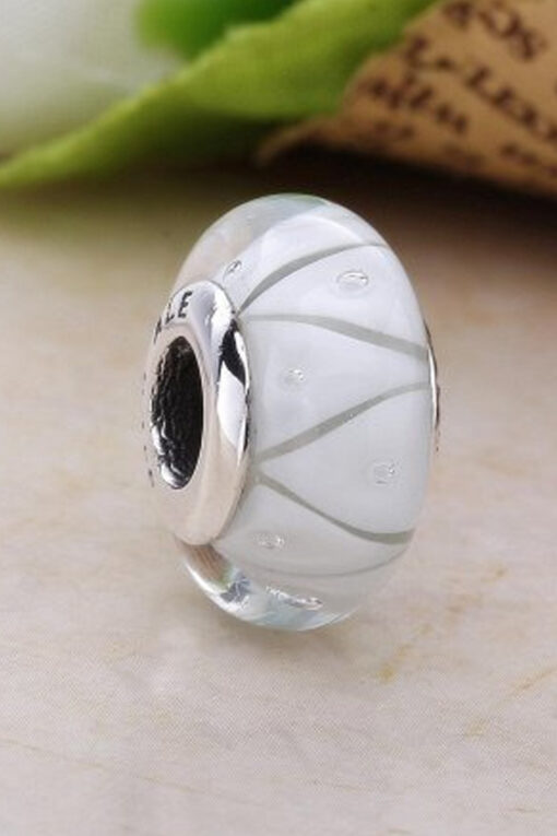 Zig Zag Beyaz Murano Charm