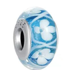 Mavi Çiçekli Murano Charm
