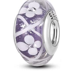 Mor Çiçekler Murano Charm