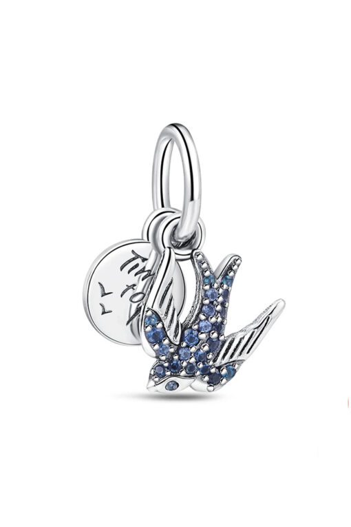 Işıltılı Kırlangıç Çift Sallantılı Charm