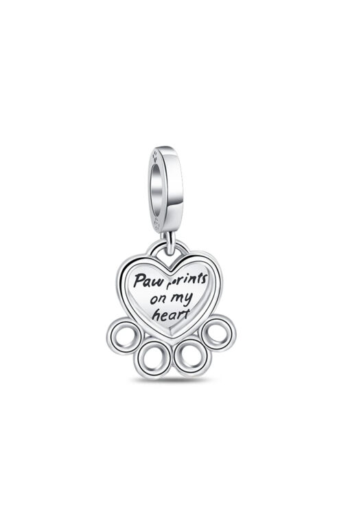 Kalp ve Pati İzleri Sallantılı Charm