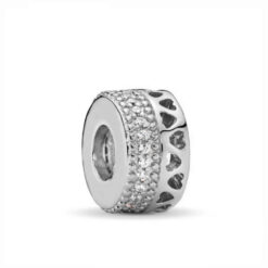 Gümüş Taşlı Pave Klips Charm