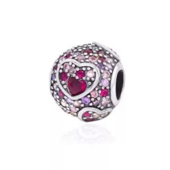 Mor Taşlı Kalpli Yuvarlak Charm