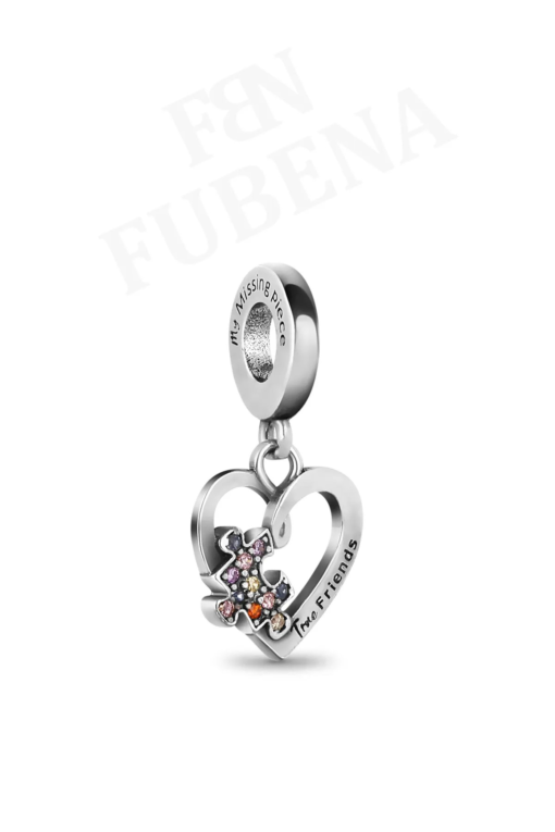 Puzzle Parçası ve Kalpli Arkadaşlık Sallantılı Charm - Görsel 2