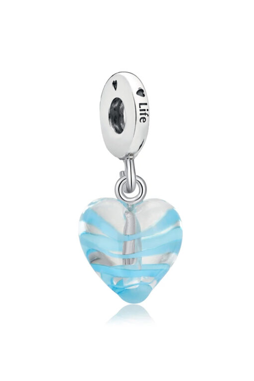 Şeffaf Mavi Kalp Sallantılı Charm