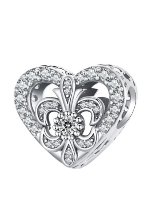 Süslü Taşlı Kalp Charm