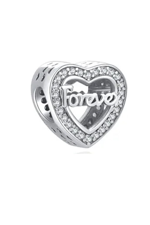 Family Forever Yazılı Yaşlı Kalp Charm - Görsel 2