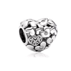 Parıltılı Çok Kalpli Kalp Charm