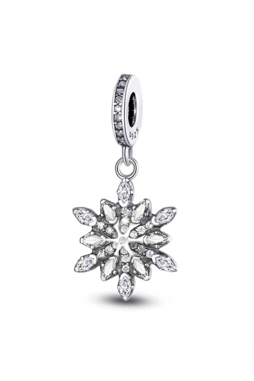 Beyaz Taşlı Kar Tanesi Sallantılı Charm