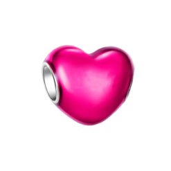 Metalik Pembe Kalp Charm