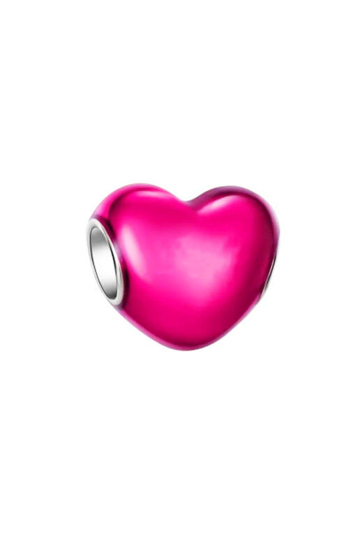 Metalik Pembe Kalp Charm
