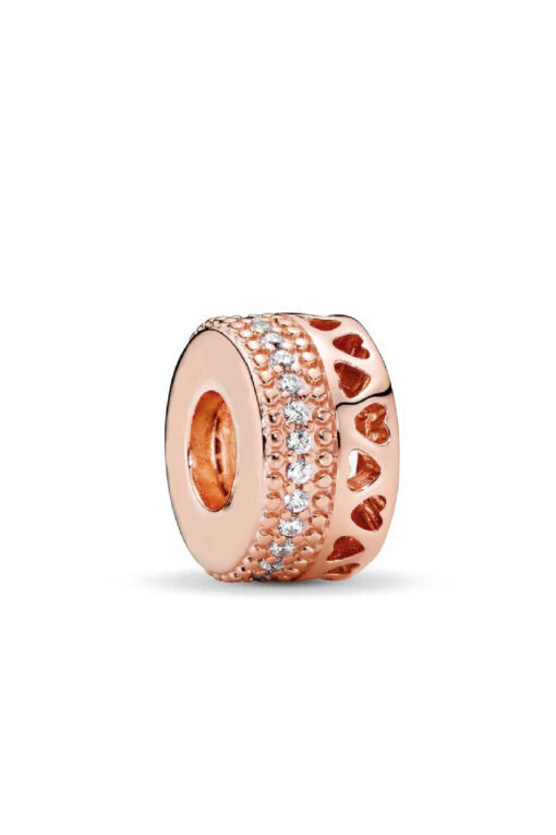 Rose Taşlı Pave Klips Charm