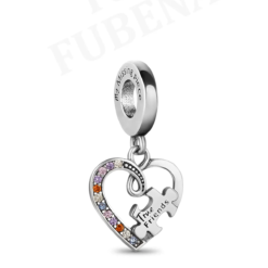Puzzle Parçası ve Kalpli Arkadaşlık Sallantılı Charm