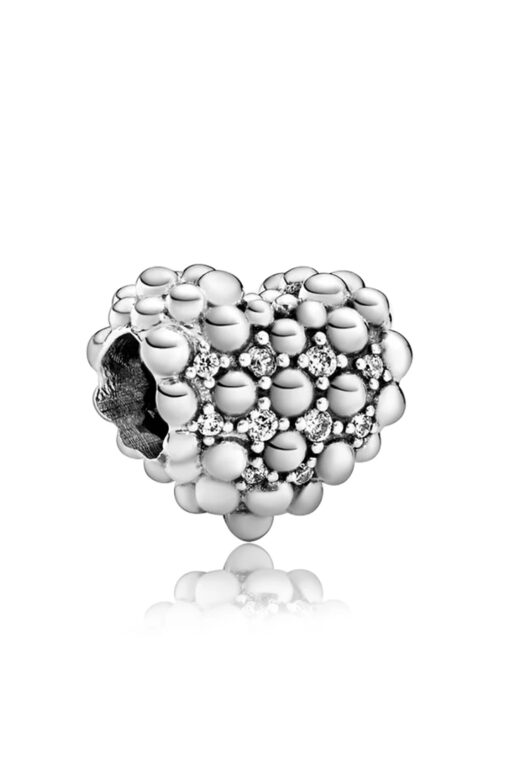 Boncuk İşlemeli Taşlı Kalp Charm