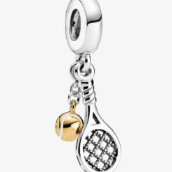Tenis Raketi ve Altın Renk Top Sallantılı Charm