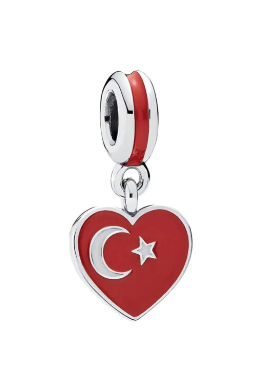 Türk Bayrağı Kalp Sallantılı Charm