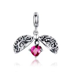 Yuvarlak Kafes İçinde Kalp Sallantılı Charm