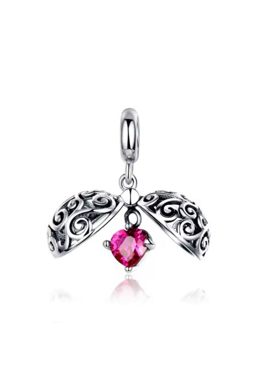 Yuvarlak Kafes İçinde Kalp Sallantılı Charm