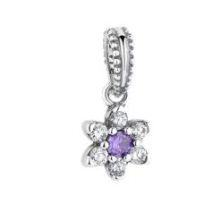 Mor Taşlı Kar Tanesi Sallantılı Charm