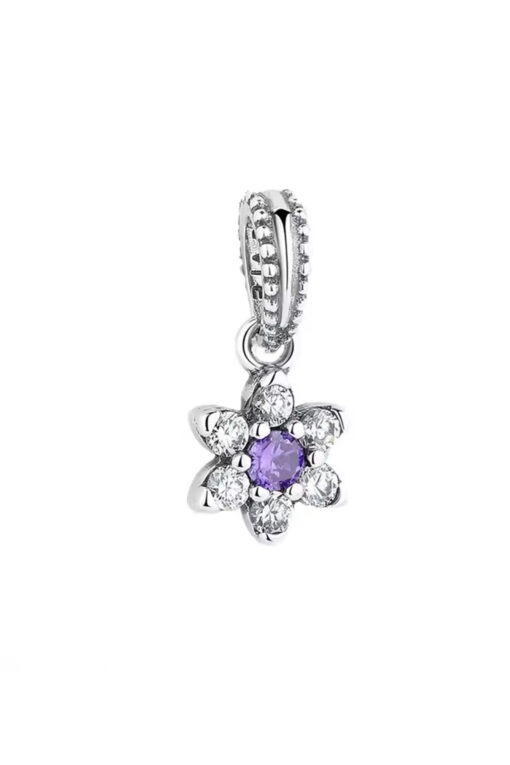 Mor Taşlı Kar Tanesi Sallantılı Charm