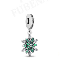 Yeşil Taşlı Kar Tanesi Sallantılı Charm