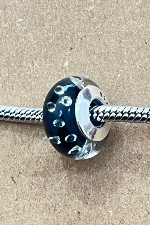 Dalgacıklı Siyah  Murano Charm