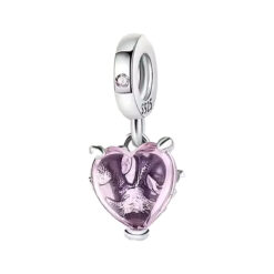 Pembe Aile Ağacı ve Kalp Sallantılı Charm