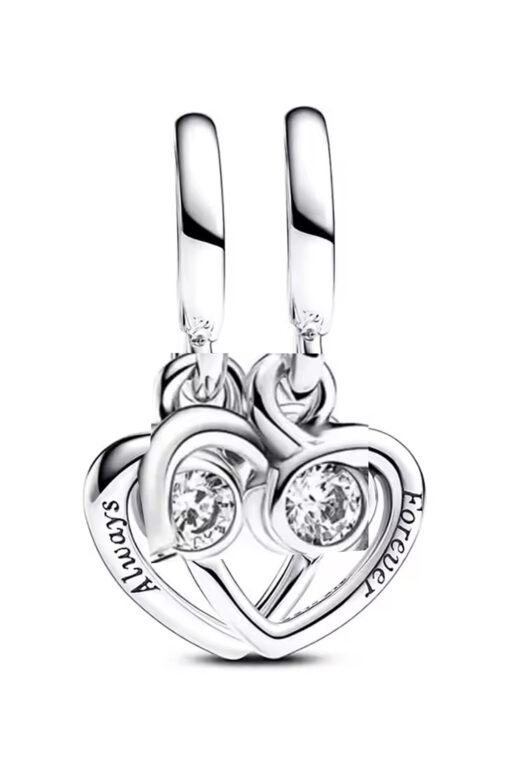 Always & Forever Yazılı Ayrılabilir Taşlı Kalp Sallantılı Charm