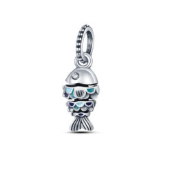 Mavi Pullu Balık Sallantılı Charm