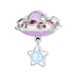 Ufo ve Yıldız Sallantısı Boncuk Gümüş Charm