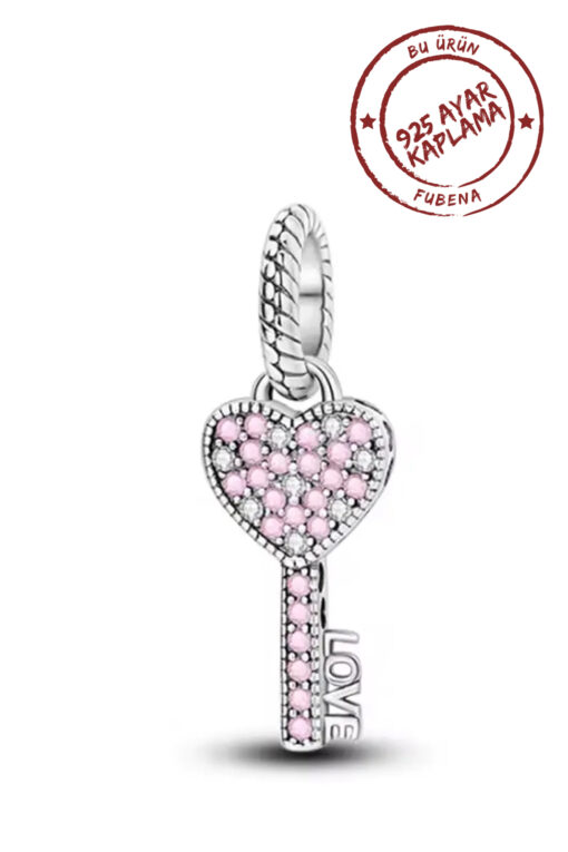 Love Yazılı Pembe Anahtar Sallantılı Charm