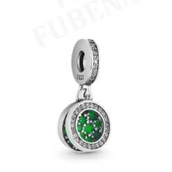 Yeşil Parıldayan Çift Disk Sallantılı Charm
