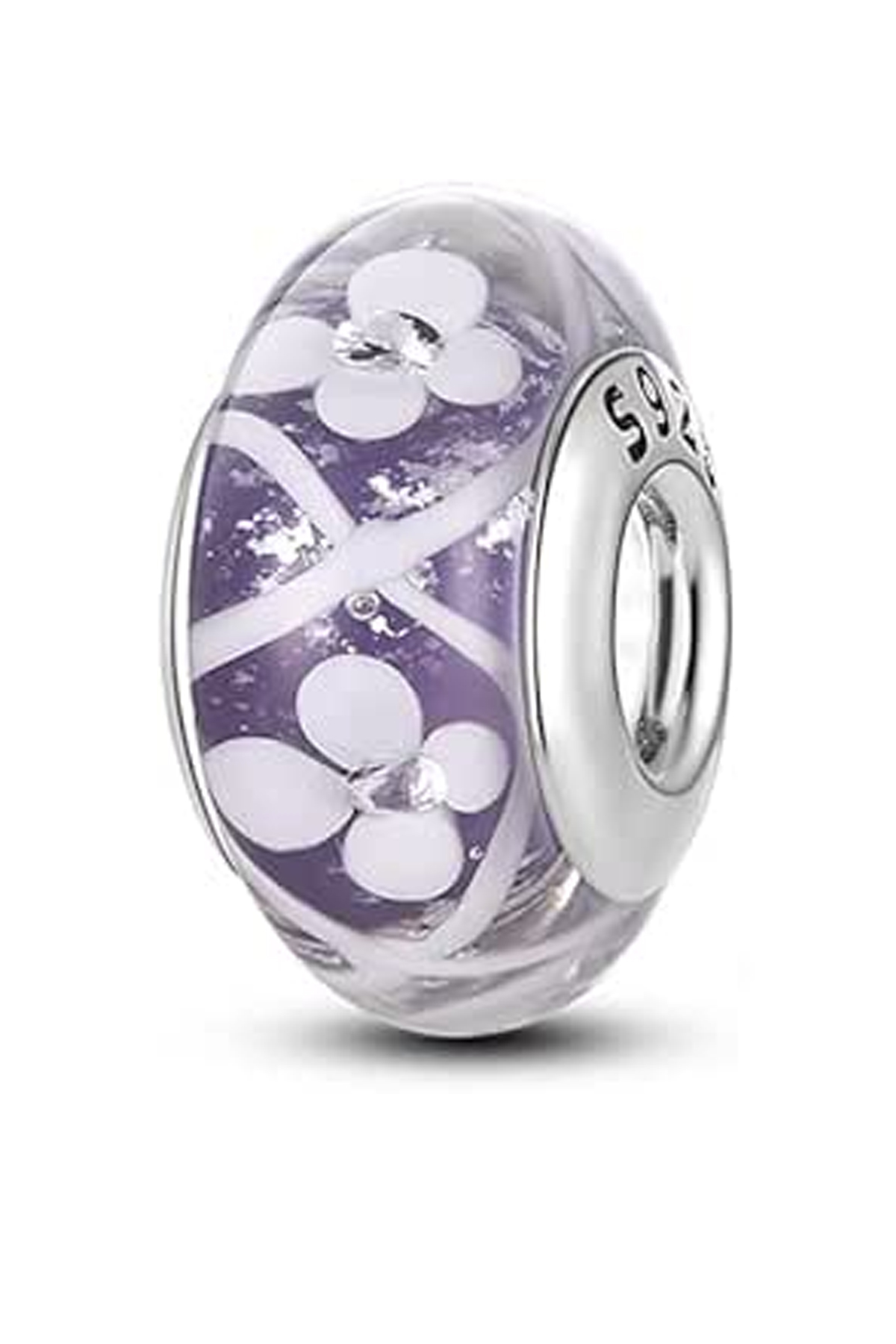 Mor Çiçekler Murano Charm
