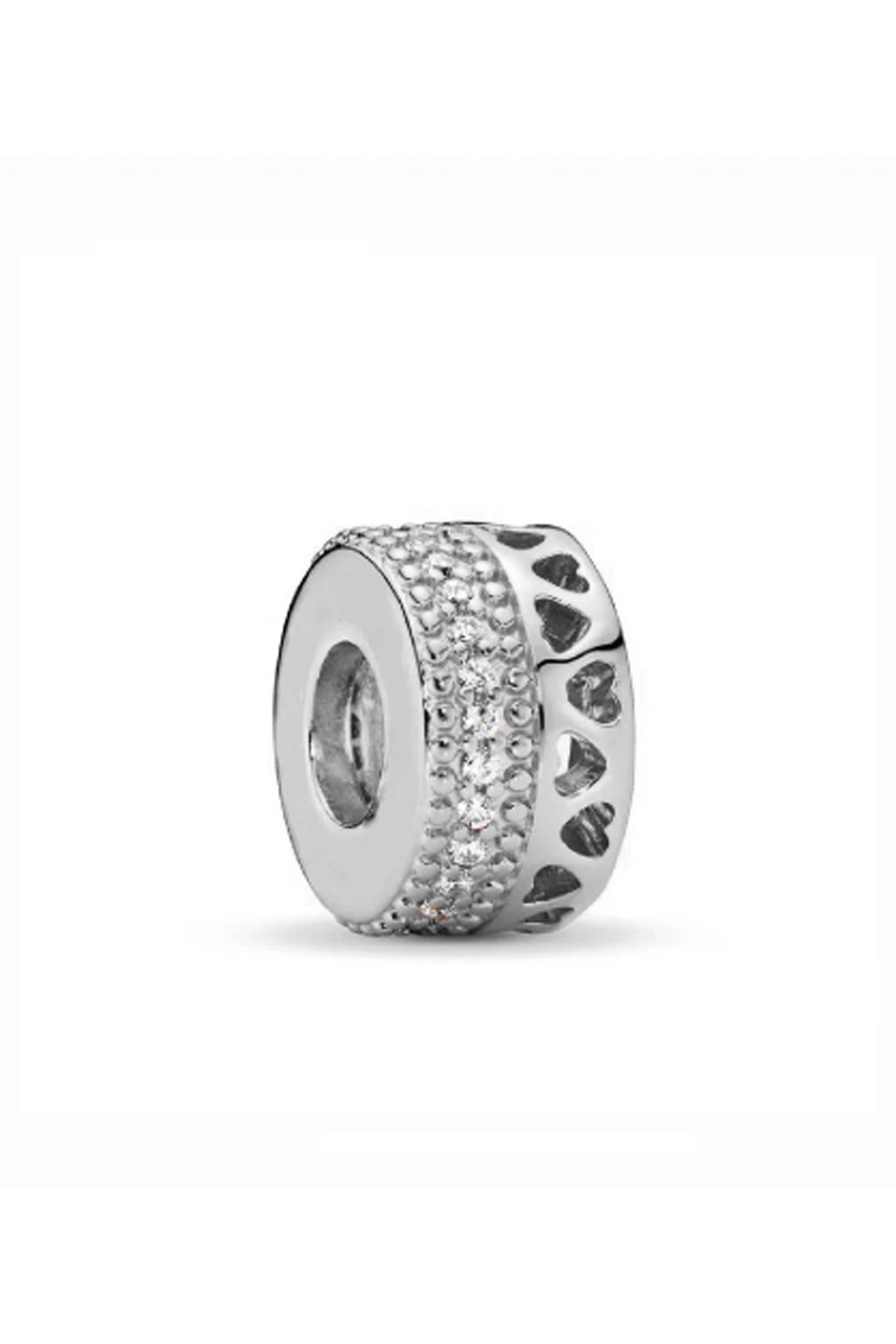 Gümüş Taşlı Pave Klips Charm