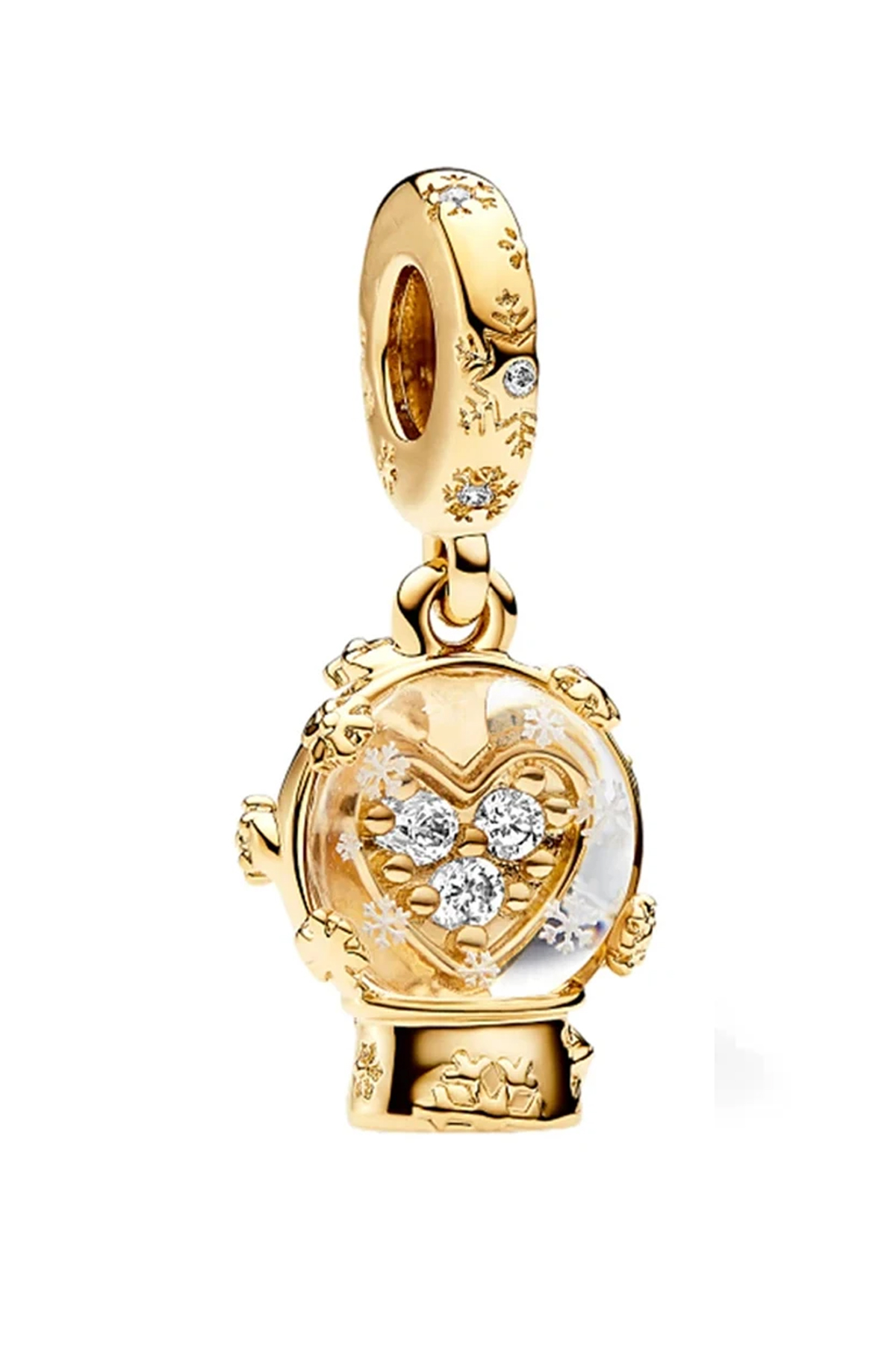 Altın Kar Taneli Kar Küresi Sallantılı Charm