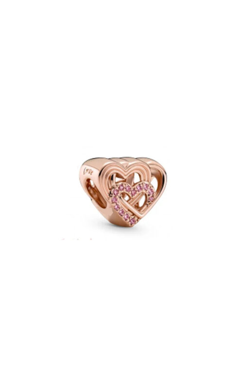Rose Rengi Taşlı Kalp Charm