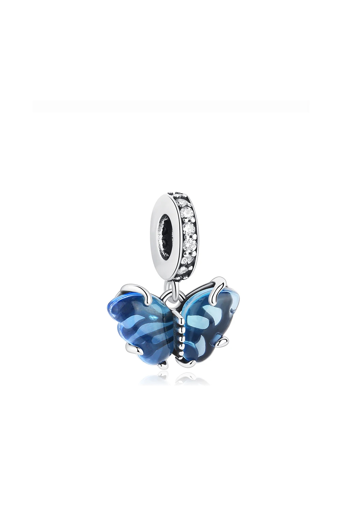 Mavi Murano Kelebek Sallantılı Charm
