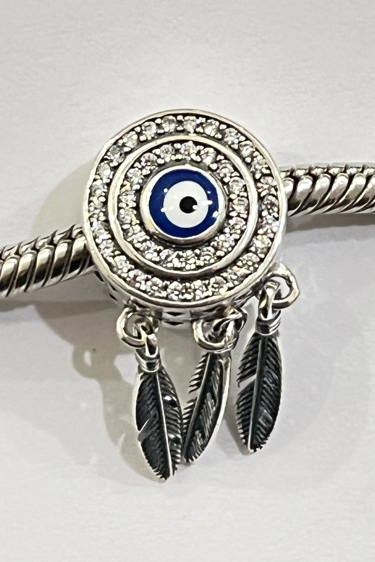 Yuvarlak Nazar Taşlı Spiritüel Düş Kapanı Charm