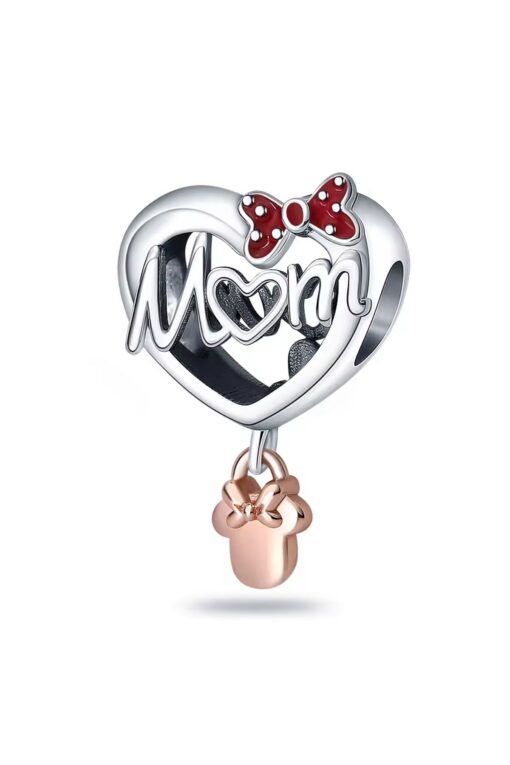 Mom ve Love Yazılı Kalp Charm