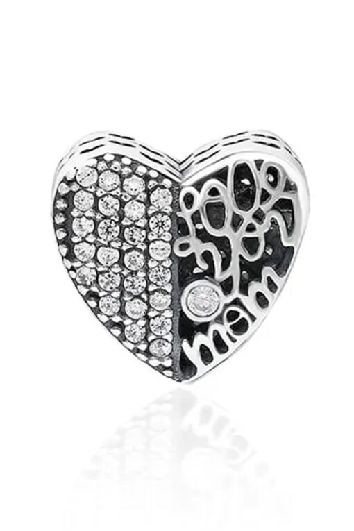 Yerli Üretim I Love You Mom Yazılı Kalp Charm