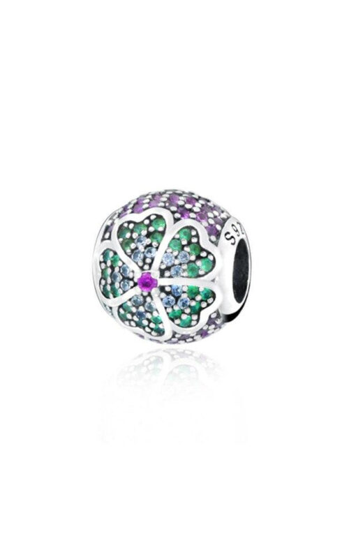 Taşlı Çiçek Yuvarlak Charm
