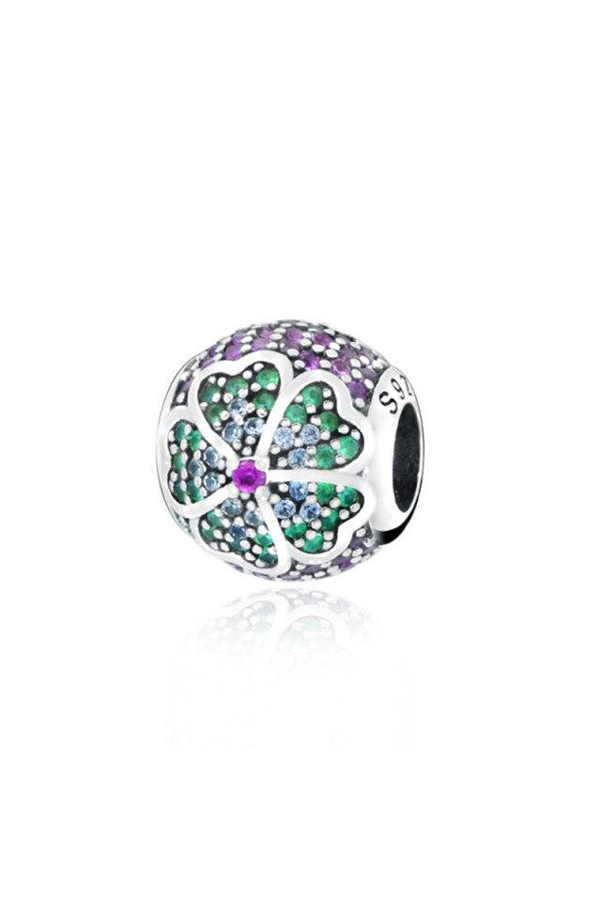Taşlı Çiçek Yuvarlak Charm