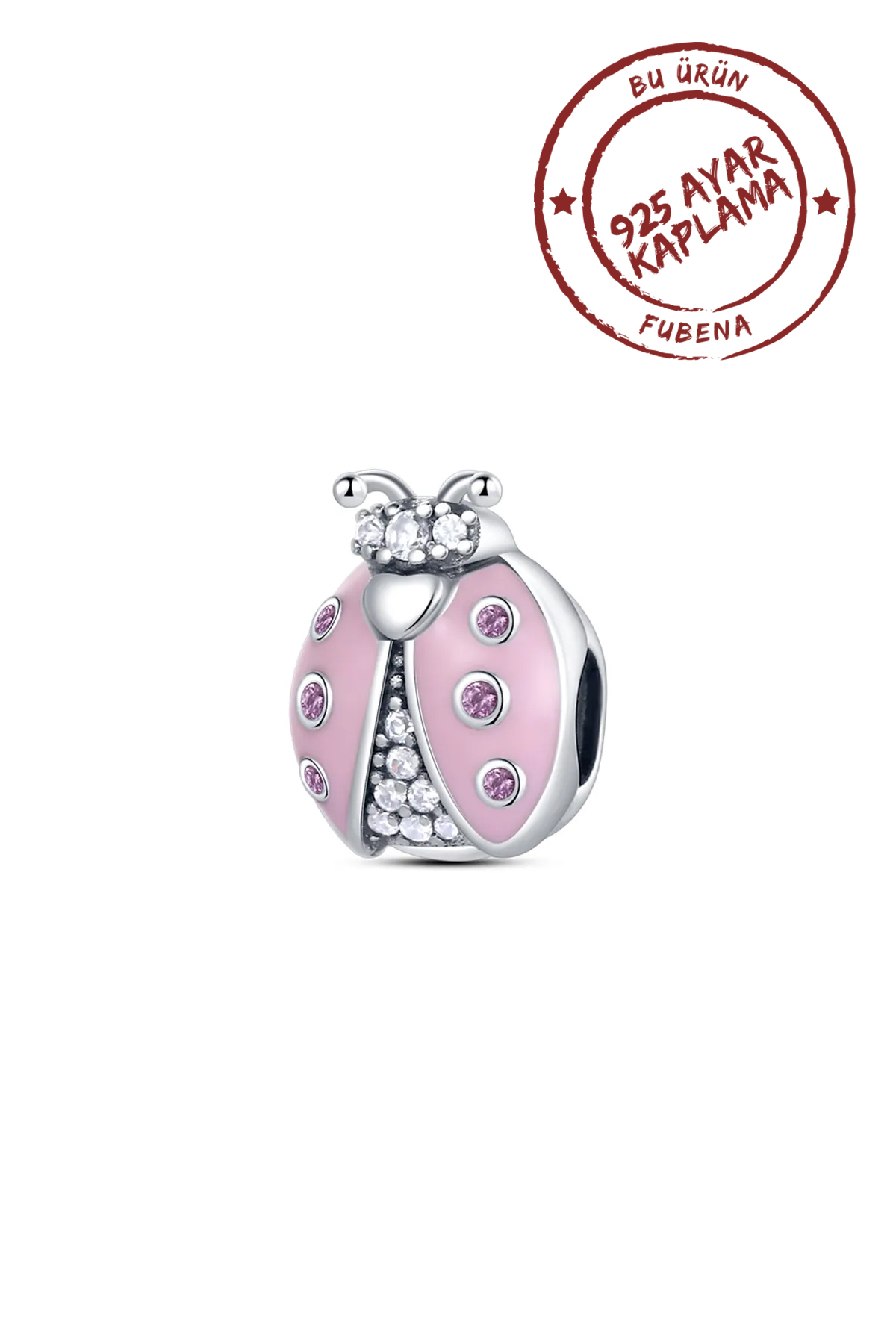 Taşlı Pembe Uğur Böceği Charm
