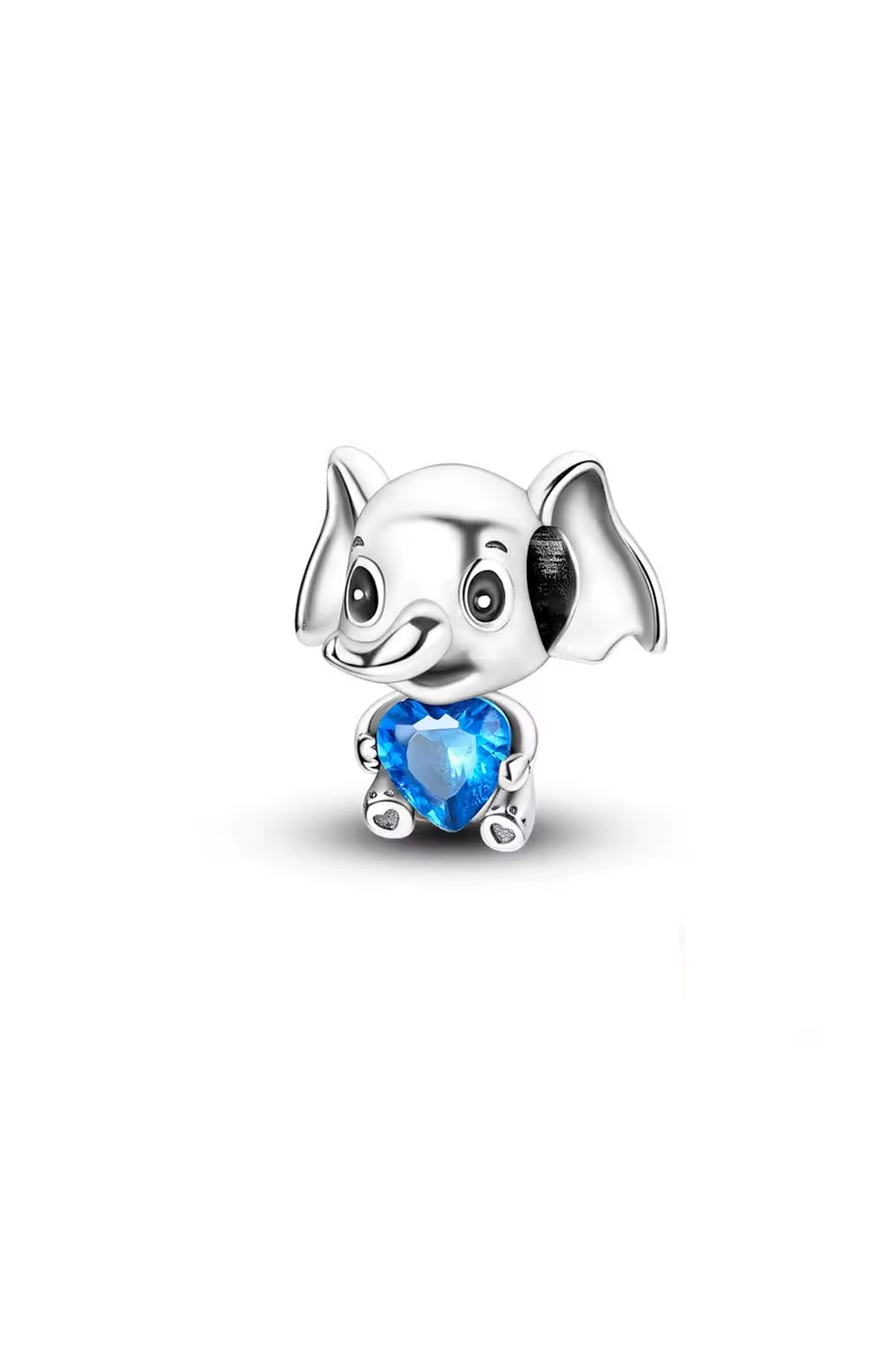Mavi Kalpli Minik Fil Gümüş Charm