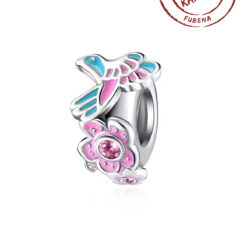 Kırlangıç ve Çiçek Halka Charm