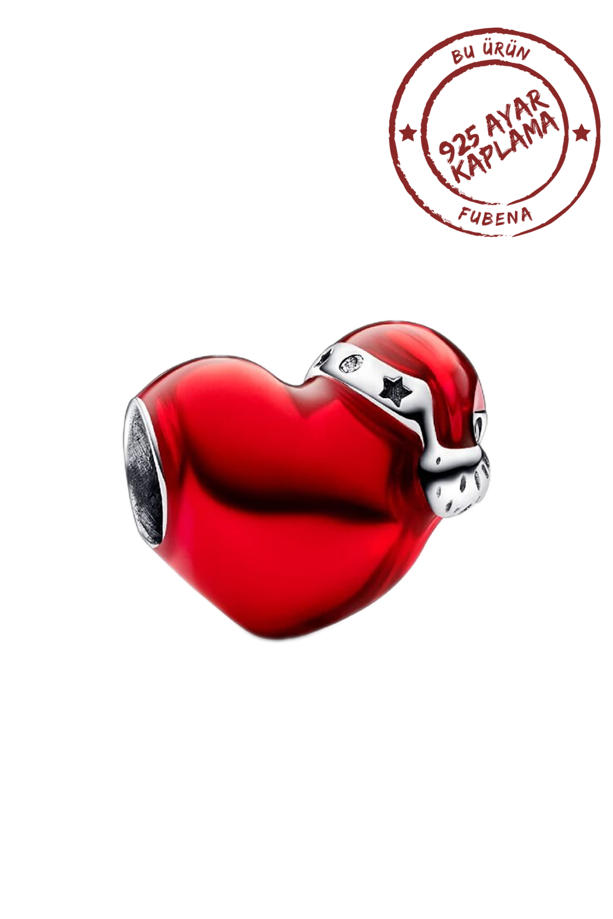 Kırmızı Noel Şapkalı Kalp Charm