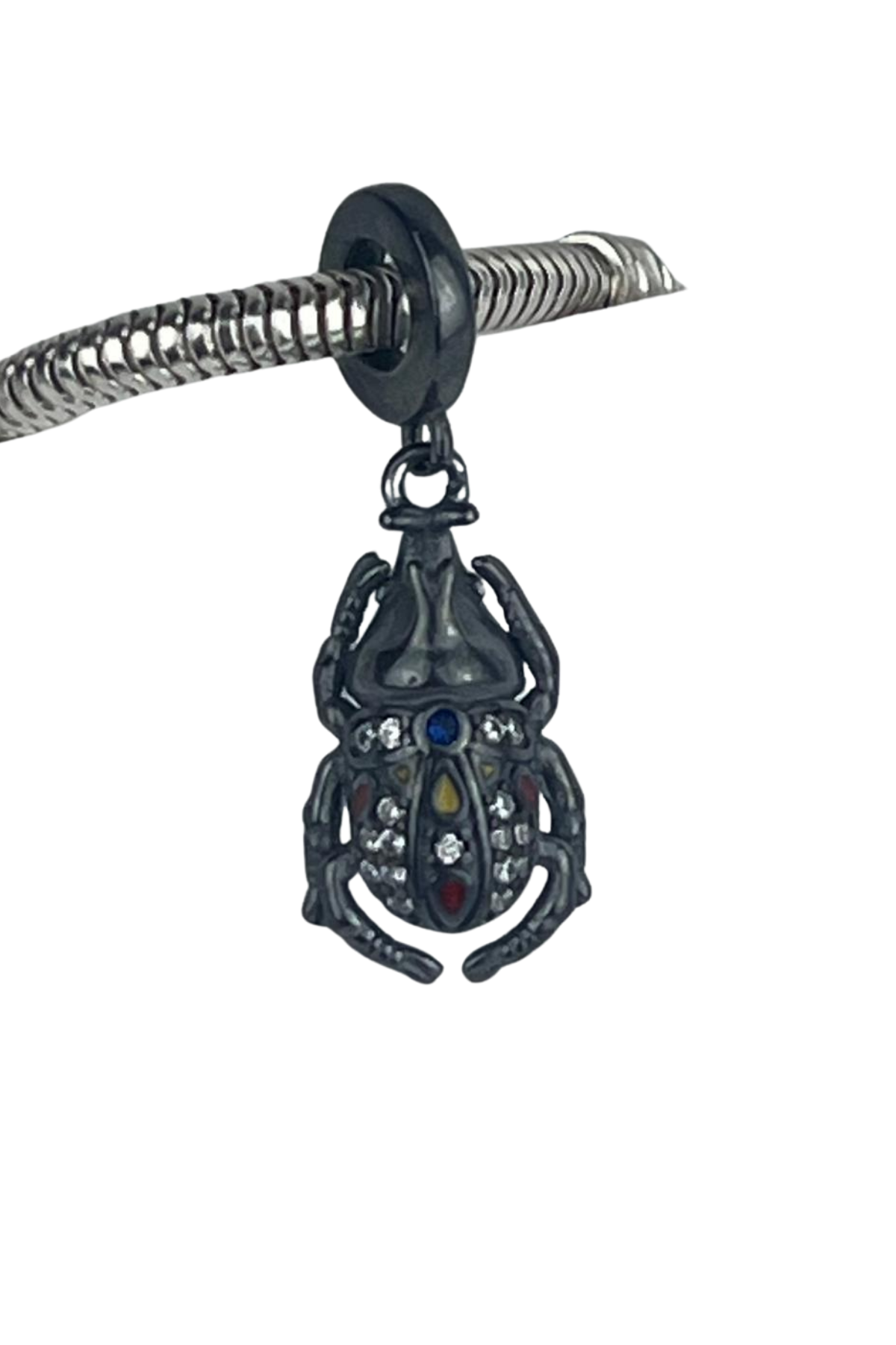 Siyah Böcek Sallantılı Gümüş Charm