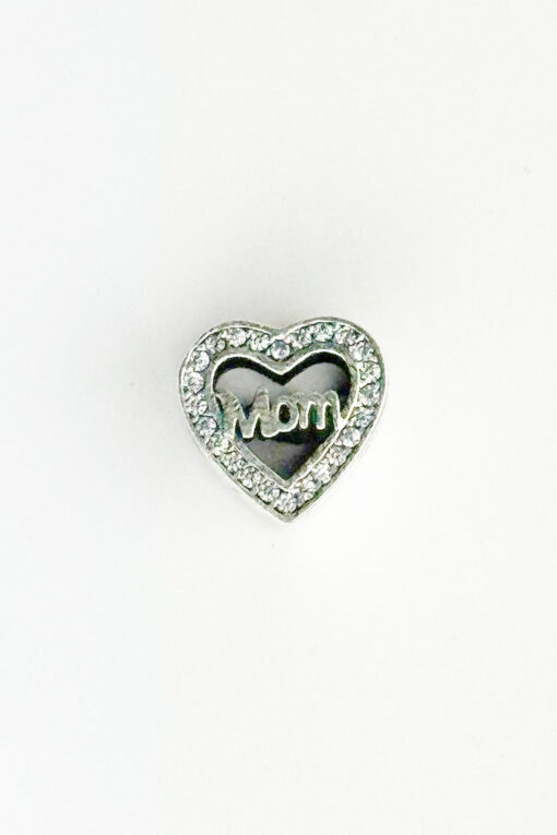 Yerli Üretim Taşlı Mom Yazılı Gümüş Charm
