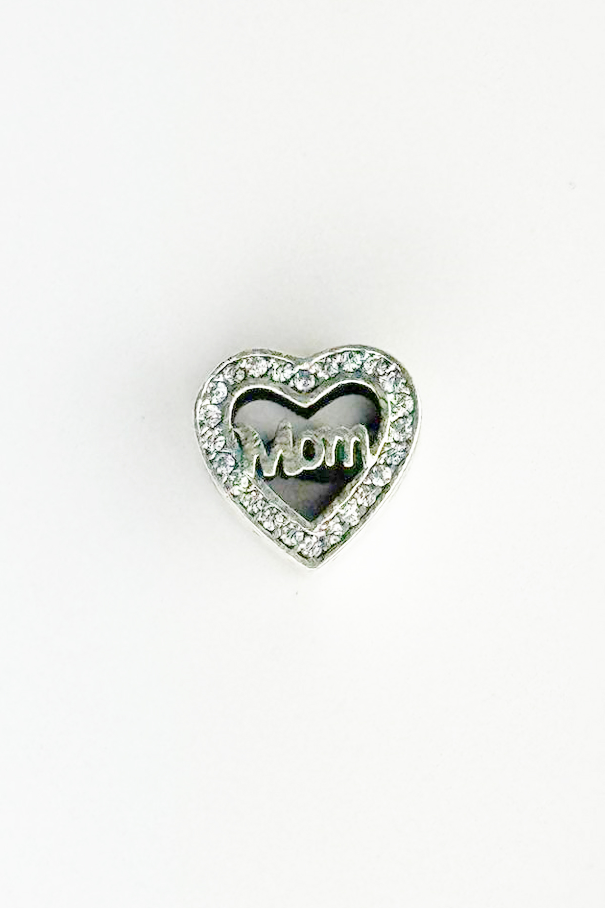 Yerli Üretim Taşlı Mom Yazılı Gümüş Charm