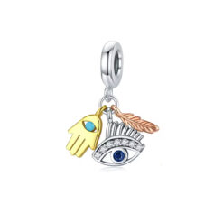 Fubena Üçlü Tüy Motifli Sallantılı Charm